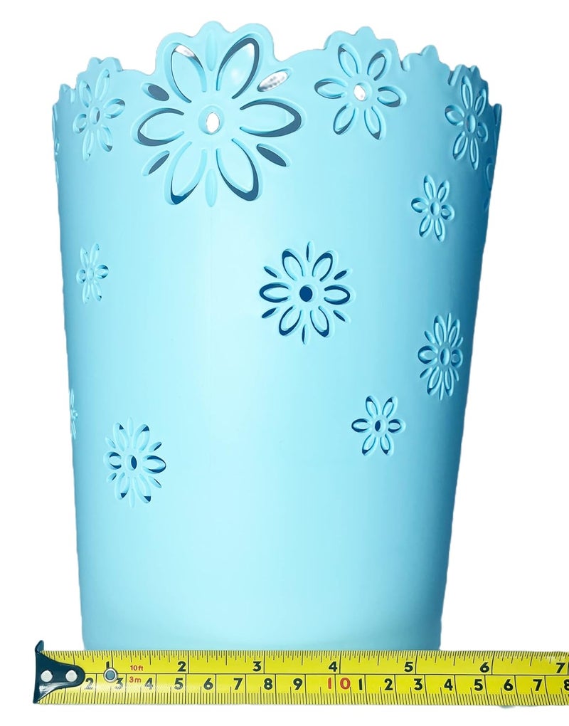 VIUJUH Wastebasket, Hollow Flower Shape Plastic Lidless Wastepaper Baskets Trash Can (Blue, Medium) - Image 4